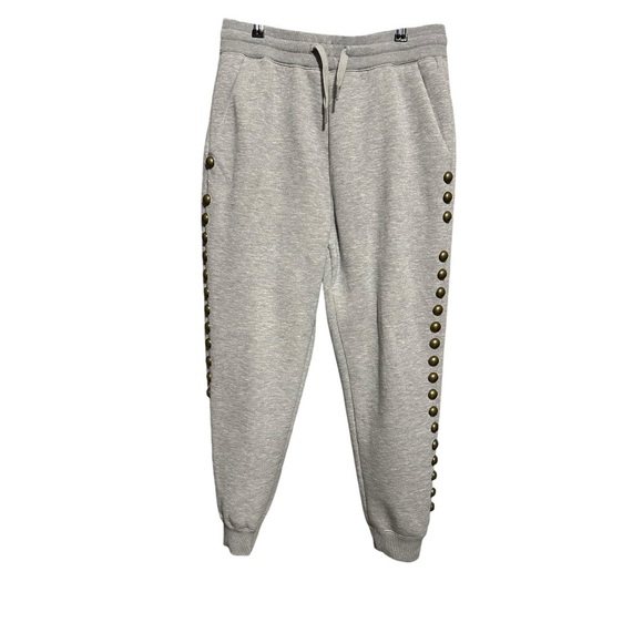 CYNTHIA ROWLEY Gray Women’s Jogger Pants with Side Stud Detail - Picture 2 of 8